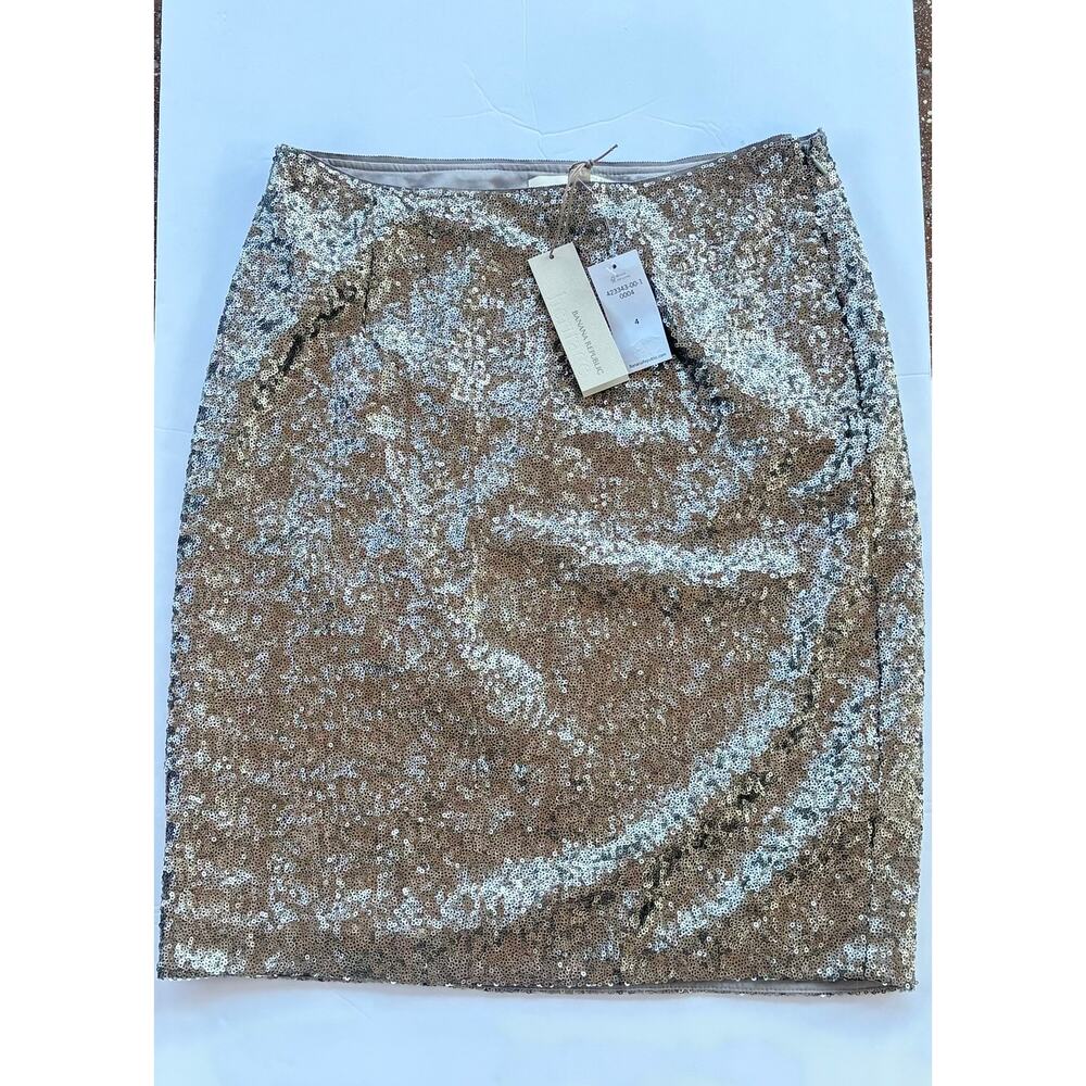 Banana Republic Heritage Sequin Skirt Sz 4 Holiday Office Lined